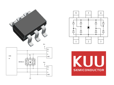 Новинка продукции в наличии на складе! Защитная диодная сборка SRV05-4 торговой марки KUU Semiconductor.