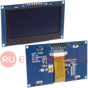 2.42-дюймовый модуль OLED-дисплей RUICHI, DSM-OLED-2.42-7P-G, разрешение 128x64  пикселей, интерфейс SPI/I2C, зелёный