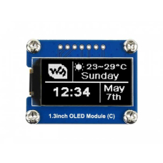 1.3-дюймовый модуль OLED-дисплея Waveshare, 1.3inch OLED Module (C), черно-белый дисплей,  разрешение 64x128, интерфейсы SPI / I2C