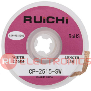 Оплетка для удаления припоя RUICHI CP-2515-SW, ширина 2.5 мм, длина 1.5 м, медная