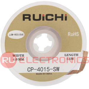 Оплетка для удаления припоя RUICHI CP-4015-SW, ширина 4.0 мм, длина 1.5 м, медная