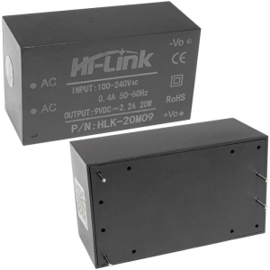 Блок питания на печатную плату Hi-Link HLK-20M09, 85-264 В (АС) 2.2 А, 9 В, корпус из      поликарбоната.
