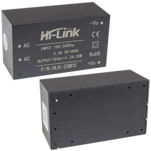 Блок питания на печатную плату Hi-Link HLK-20M15, 85-264 В (АС) 1.3 А, 15 В, корпус из          поликарбоната.