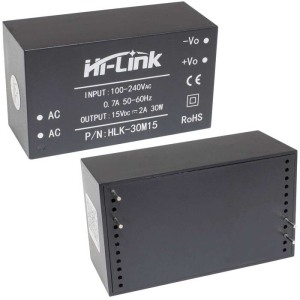 Блок питания на печатную плату Hi-Link HLK-30M15, 85-264 В (АС) 2 А, 15 В, корпус из                  поликарбоната.