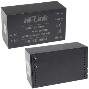Блок питания на печатную плату Hi-Link HLK-30M24, 85-264 В (АС) 1.25 А, 24 В, корпус  из  поликарбоната.