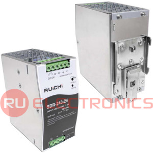 Блок питания на DIN-рейку RUICHI SDR-240-24, 100-240 В (АС) 10 А, 24 В, металлический корпус