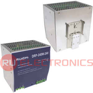 Блок питания на DIN-рейку RUICHI DRP-240-24, 100-240 В (АС) 10 А, 24 В, металлический  корпус