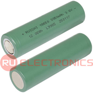 Аккумуляторная батарейка Li-ion RUICHI 18650, 3.7В, 3350 мАч, 18x65 мм