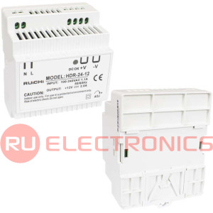 Блок питания на DIN-рейку RUICHI HDR-24-12, 85-266 В (АС) 2 А, 12 В, пластиковый корпус