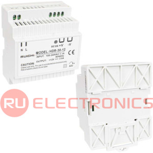 Блок питания на DIN-рейку RUICHI HDR-30-12, 85-266 В (АС) 2.5 А, 12 В, пластиковый корпус
