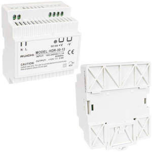 Блок питания на DIN-рейку RUICHI HDR-30-12, 85-266 В (АС) 2.5 А, 12 В, пластиковый корпус