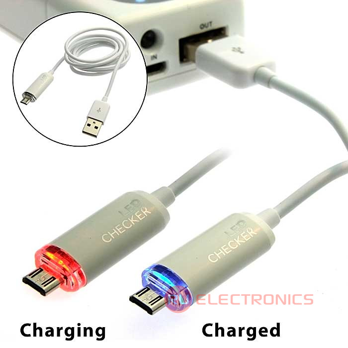 USB to MicroUSB Red/Blue LED cheker