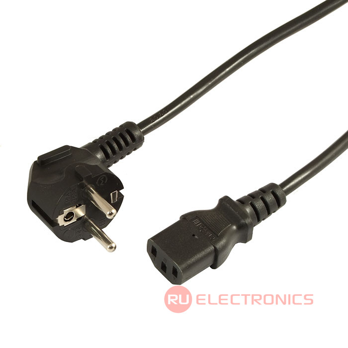 Сетевой шнур ПВС-АП S22C13 3х1.0 3м(ч), Электрическая мануфактура, 3 провода, d провода 1   мм, длина 3 м, черный