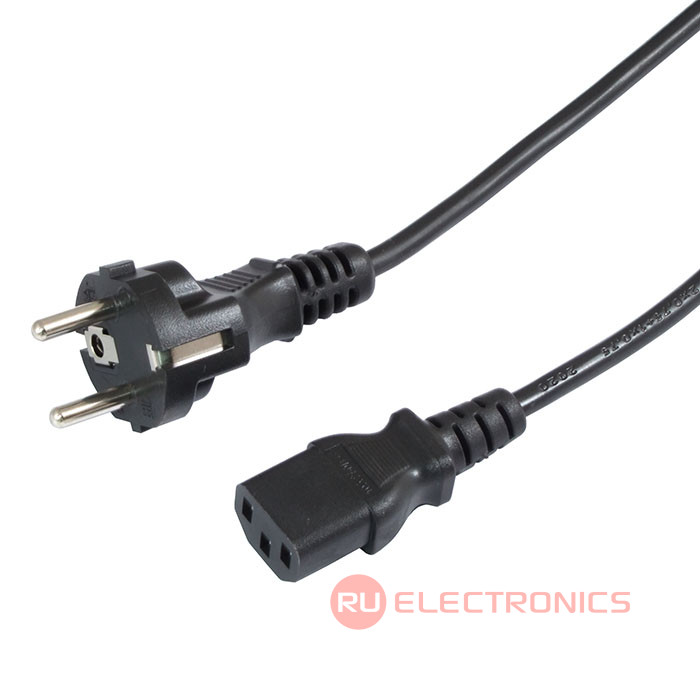 Сетевой шнур ПВС-АП S22DC13 3х0.75 1.8м(ч), Электрическая мануфактура, 3 провода, d   провода 0.75 мм, длина 1.8 м, черный