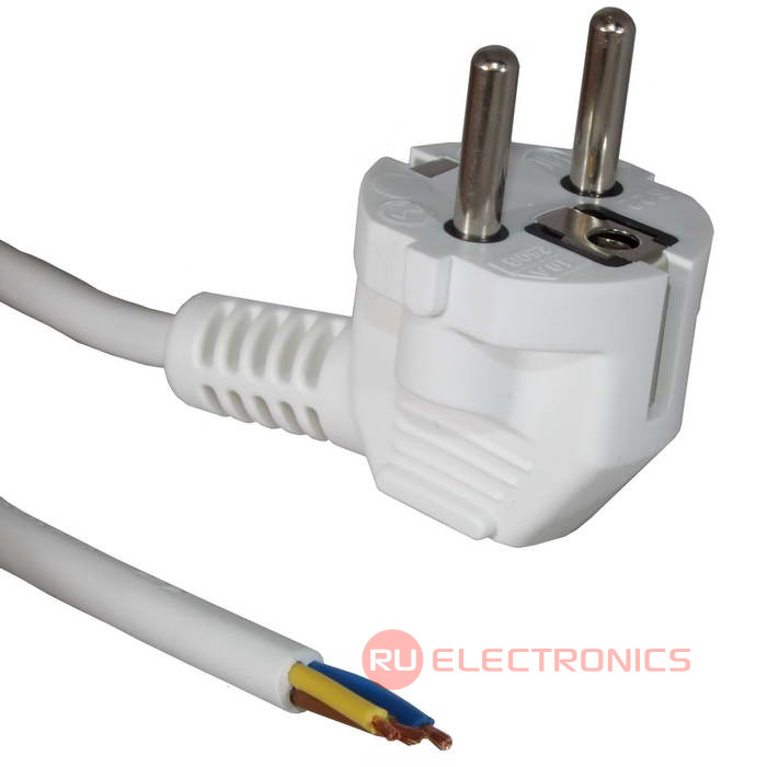 Сетевой шнур ПВС-ВП S22 3х0.75 3м(б), Электрическая мануфактура, 3 провода, d провода 0.75   мм, длина 3 м, белый