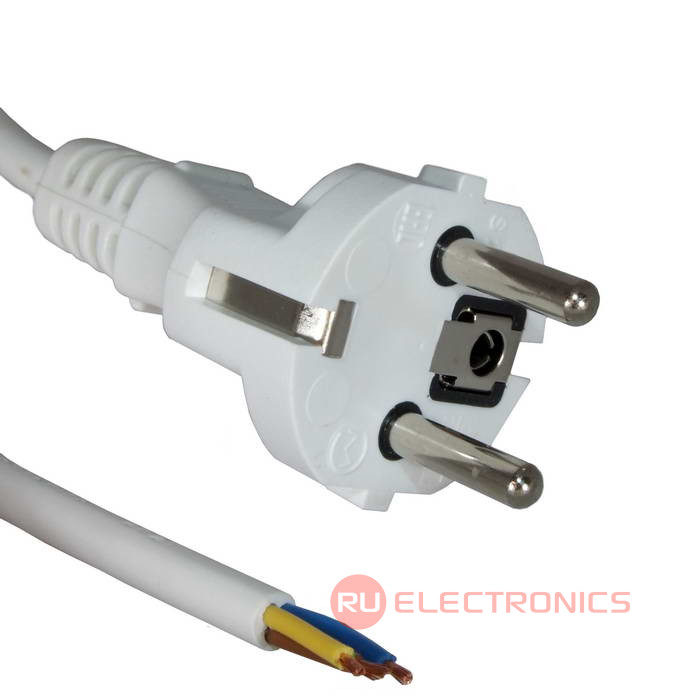 Сетевой шнур ПВС-ВП S22D 3х0.75 1.8м(б), Электрическая мануфактура, 3 провода, d провода   0.75 мм, длина 1.8 м, белый