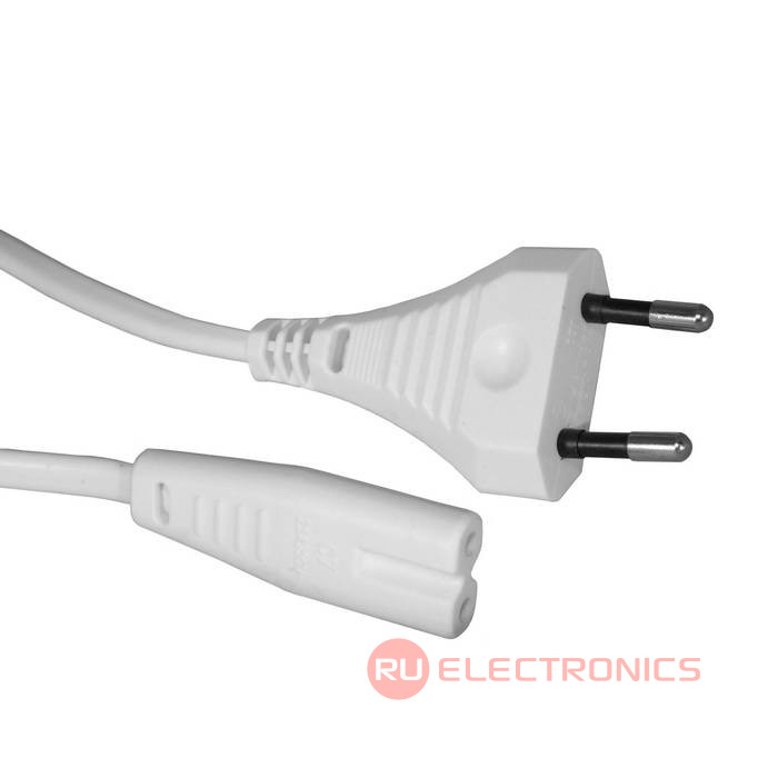 Сетевой шнур ШВВП-АП S52C7 2х0.5 1.8м(б), Электрическая мануфактура, 3 провода, d   провода 0.75 мм, длина 1.8 м, белый