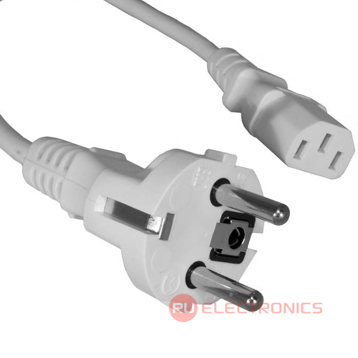 Сетевой шнур ПВС-АП S22DC13 3х0.75 1.8м(б), Электрическая мануфактура, 3 провода, d   провода 0.75 мм, длина 1.8 м, белый