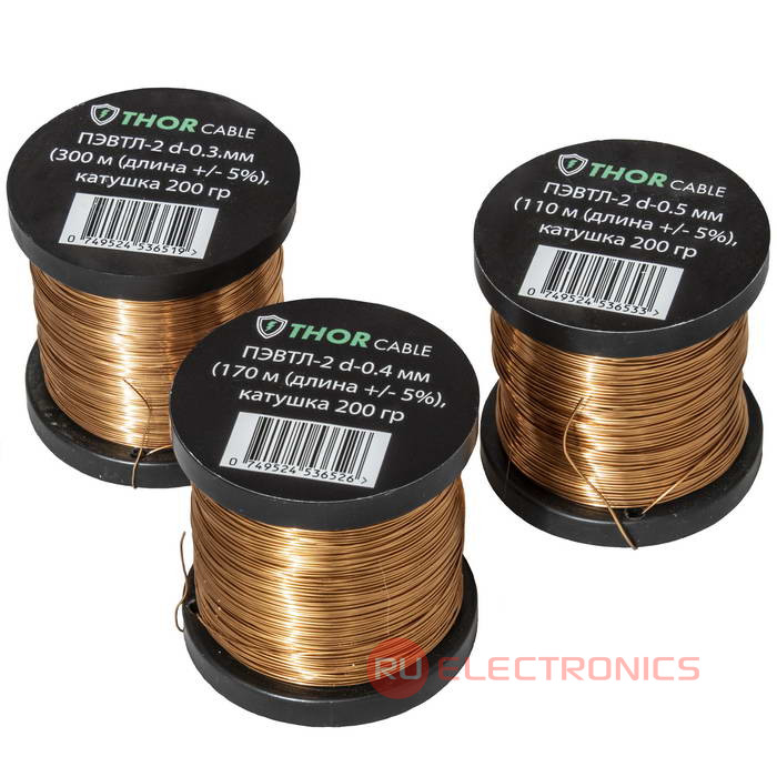 Эмальпровод ТОРКАБЕЛЬ ПЭВТЛ-2, D0,4мм, 170м, медь