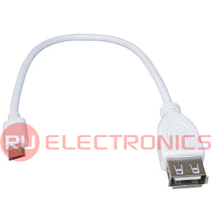 Компьютерный шнур RUICHI USB 2.0 A(f)-micro USB B(m), 0.2 м, белый