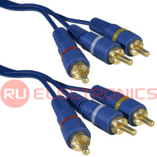Аудио-видео шнур RUICHI 3 RCA - 3 RCA,1.5 м, синий
