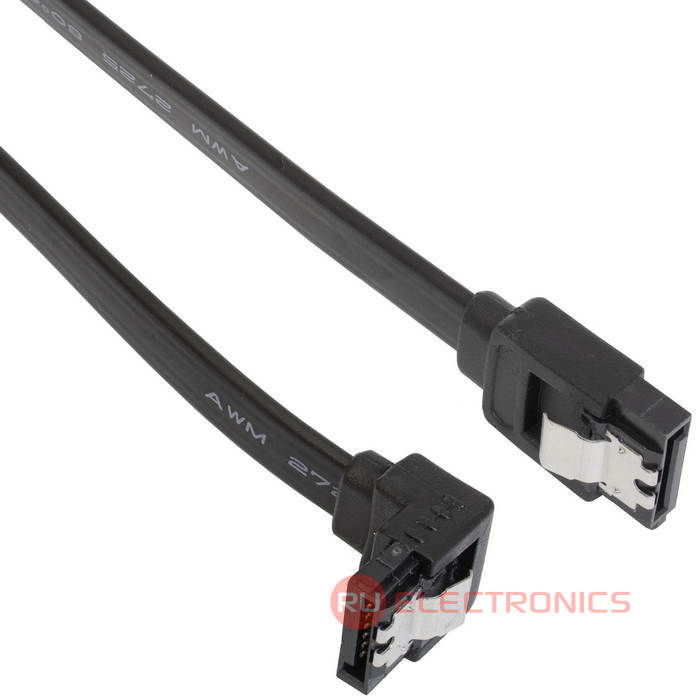 Кабель интерфейсный RUICHI SATA-AD-40-3.0-6GBPS, черный, SATA - SATA угловой, 400 мм