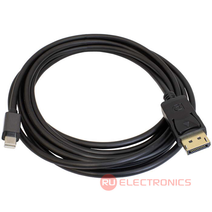 Кабель RUICHI MDP-DP-3M, Mini-DisplayPort (m) (прямой) - DisplayPort (m) (прямой),  3м, черный