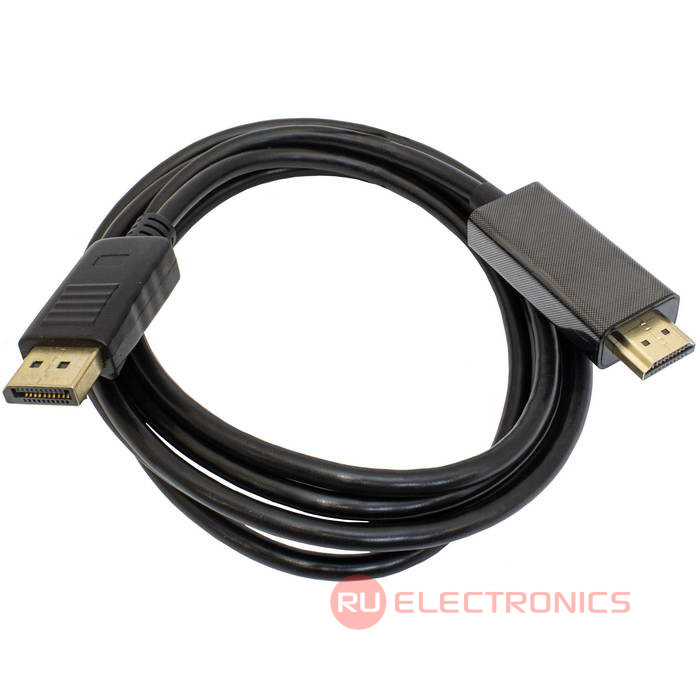 Кабель RUICHI DP-HDMI-1.5M, DisplayPort (m) (прямой) - HDMI (m) (прямой), 1.5м, черный