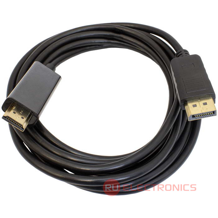 Кабель RUICHI DP-HDMI-3M, DisplayPort (m) (прямой) - HDMI (m) (прямой), 3м, черный