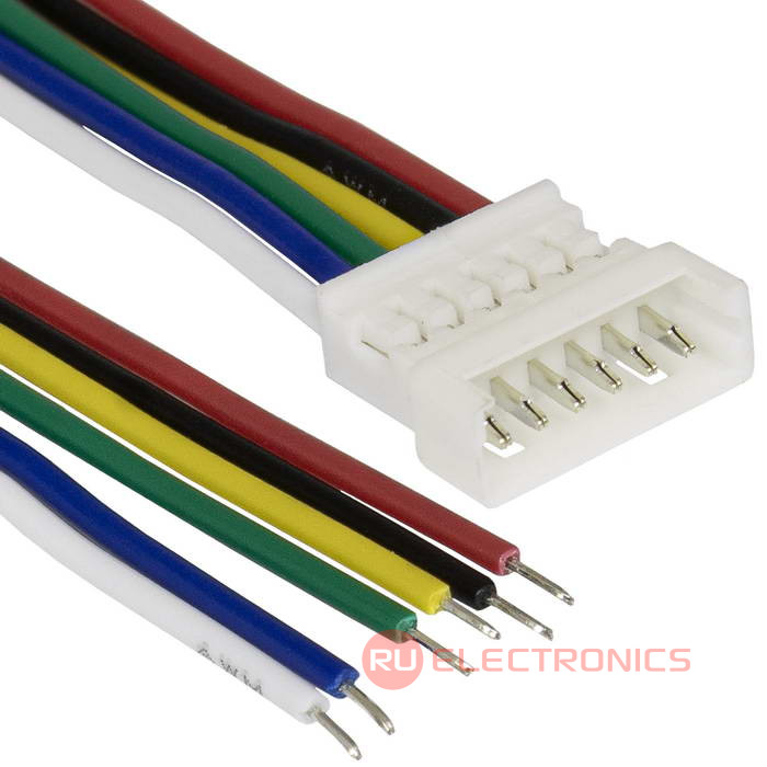 Разъём контактный RUICHI  SH 1,25mm 6pin 100mm M (штекер) с 6 контактами 26AWG 10 см