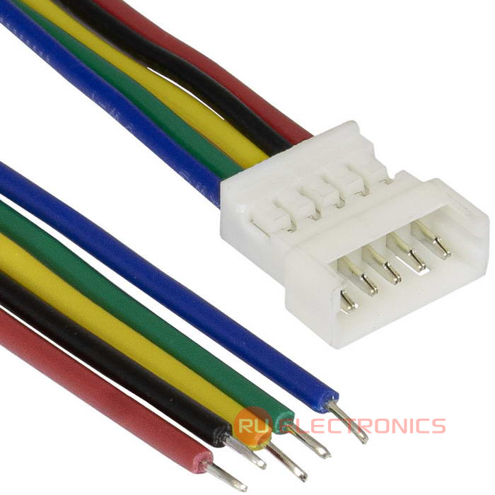 Разъём контактный RUICHI  SH 1,25mm 5pin 100mm M (штекер)с 5 контактами  26AWG 10 см
