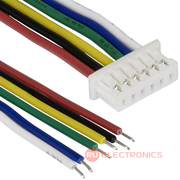 Разъём контактный RUICHI  SH 1,25mm 6pin 100mm F (гнездо) с 6 контактами  26AWG 10 см