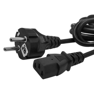 Сетевой шнур RUICHI SCZ, вилка прямая CEE7/7 - гнездо прямое IEC C13, 1.8 м, 3х0.75 мм2  черный