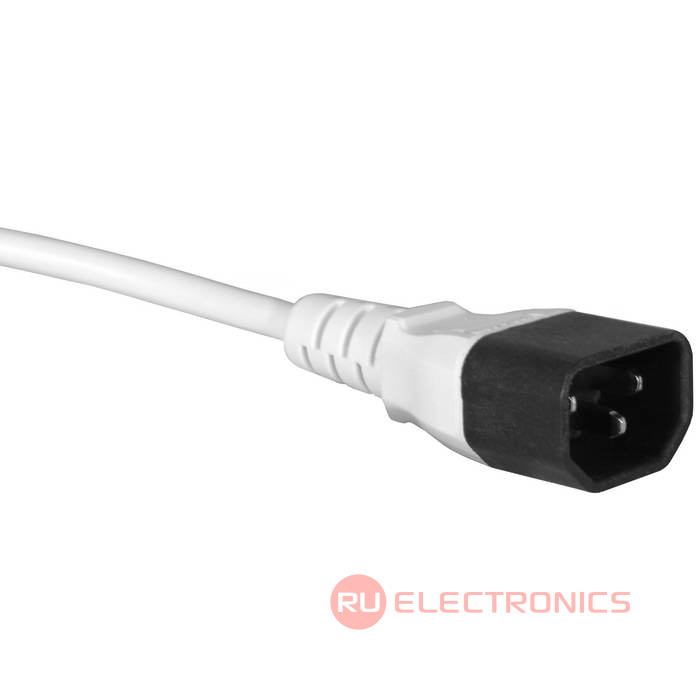 Сетевой шнур ПВС-АП C13C14 3х0.75 1.8м(б), Электрическая мануфактура, 3 провода, d   провода 0.75 мм, длина 1.8 м, белый