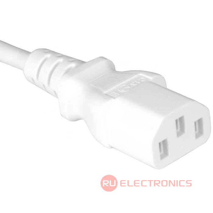 Сетевой шнур ПВС-АП C13C14 3х0.75 1.8м(б), Электрическая мануфактура, 3 провода, d   провода 0.75 мм, длина 1.8 м, белый