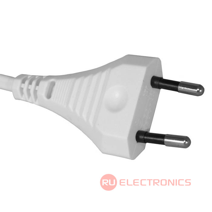 Сетевой шнур ШВВП-ВП S52 2х0.5 1.8м(б), Электрическая мануфактура, 2 провода, d провода   0.5 мм, длина 1.8 м, белый