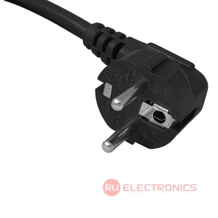 Шнур сетевой 3-х полюсный RUICHI SCZ, гнездо прямое IEC C19 - вилка угловая Schuko, 3 м, 3x1.5 мм2, 16 A