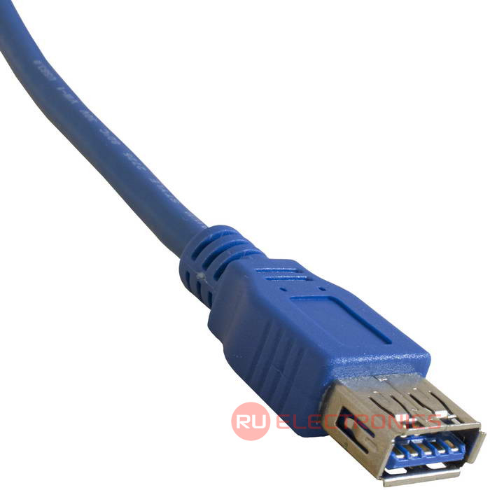 Компьютерный шнур RUICHI USB 3.0 A(m)-USB A(f), 1.8 м, чёрный