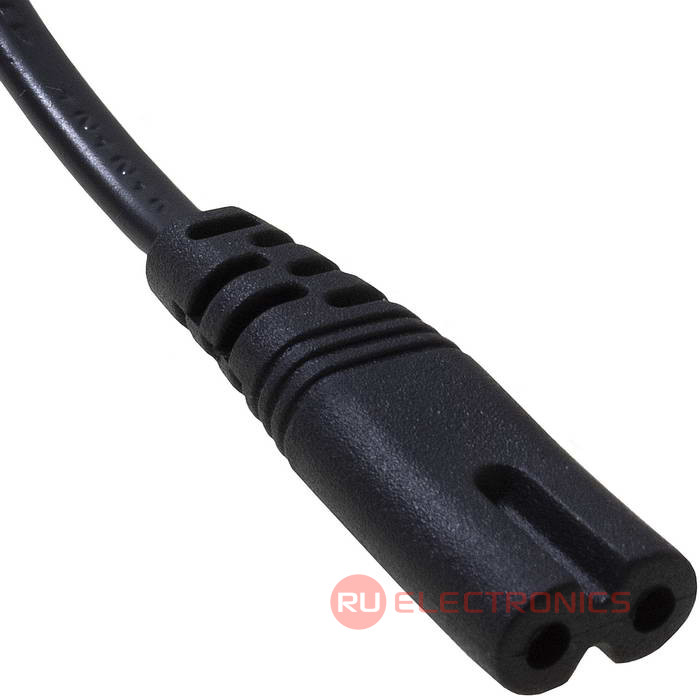 Шнур сетевой 2-х полюсный прямой RUICHI, вилка CEE7/16 - розетка IEC C7, 3 м, 2x0.75 мм2, чёрный