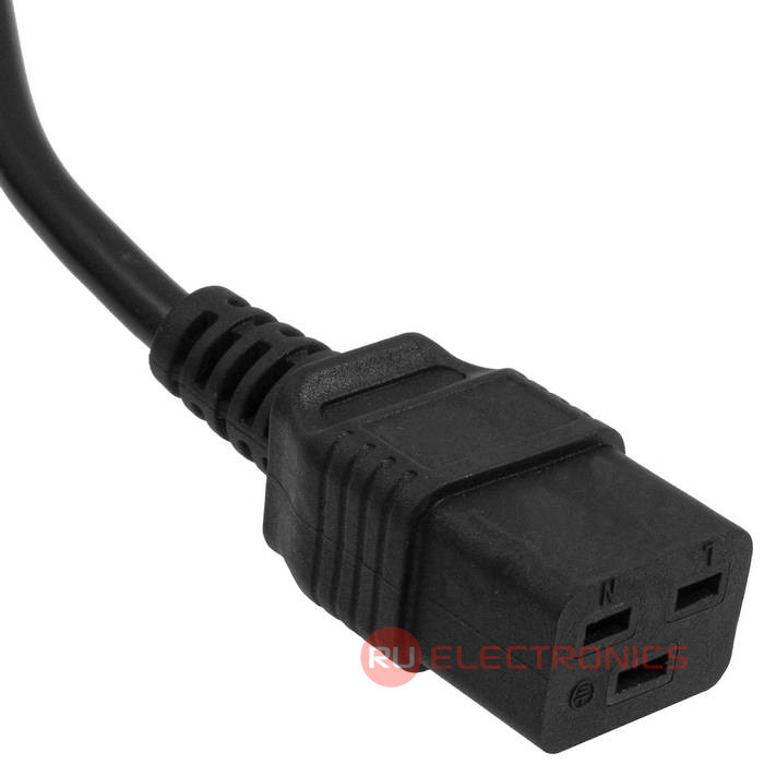 Шнур сетевой 3-х полюсный RUICHI SCZ, гнездо IEC C19 - вилка IEC C20, 3 м, 3x1.5 мм2