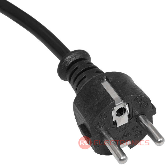 Шнур сетевой 3-х полюсный RUICHI SCZ, гнездо прямое IEC C19 - вилка прямая Schuko, 3 м, 3x1.5 мм2, 16 A