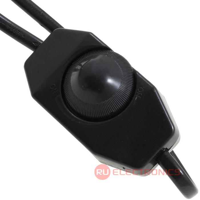 Шнур сетевой 2-х полюсный с диммером RUICHI, вилка прямая CEE7/16 - без оконцевания, 2 м, 2x0.75 мм2, чёрный