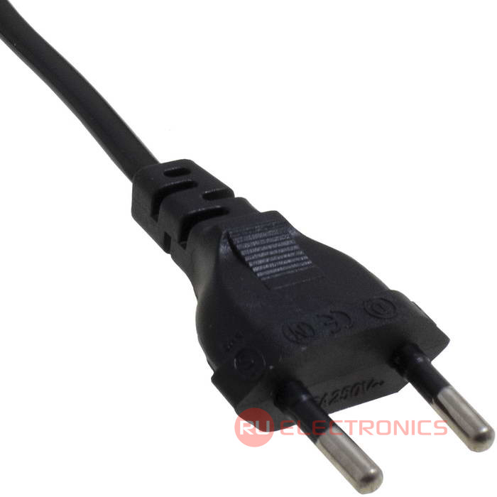 Шнур сетевой 2-х полюсный с диммером RUICHI, вилка прямая CEE7/16 - без оконцевания, 2 м, 2x0.75 мм2, чёрный