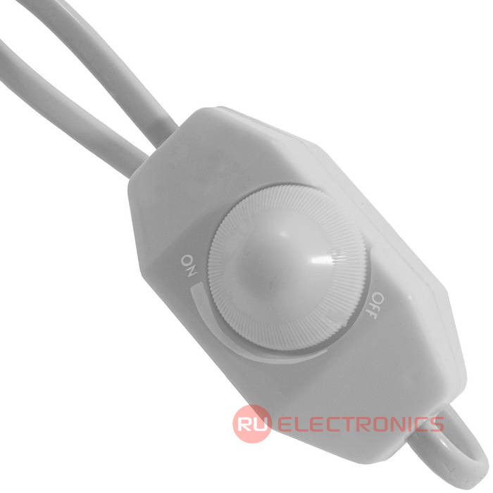 Шнур сетевой 2-х полюсный с диммером RUICHI, вилка прямая CEE7/16 - без оконцевания, 2 м, 2x0.75 мм2, белый