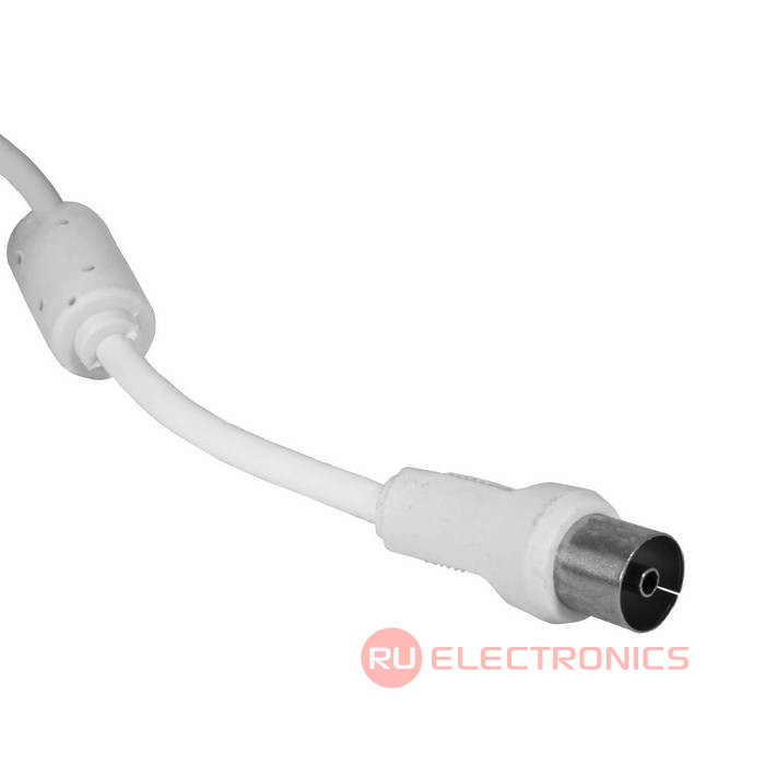 Антенный ТВ кабель RUICHI гнездо-штекер, длина 7 м, белый