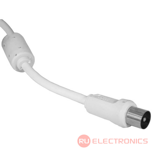 Антенный ТВ кабель RUICHI гнездо-штекер, длина 7 м, белый