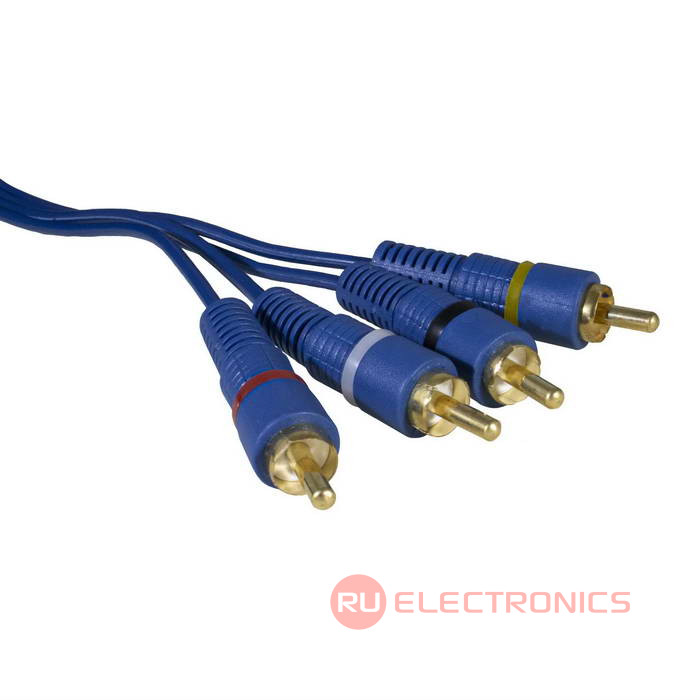 Аудио-видео шнур RUICHI 4 RCA - 4 RCA, 1.5 м, синий