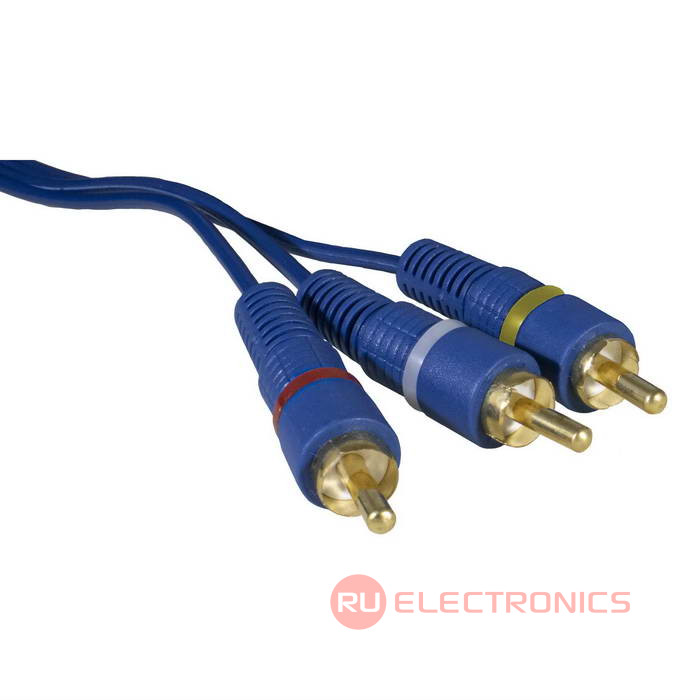 Аудио-видео шнур RUICHI 3 RCA - 3 RCA,1.5 м, синий