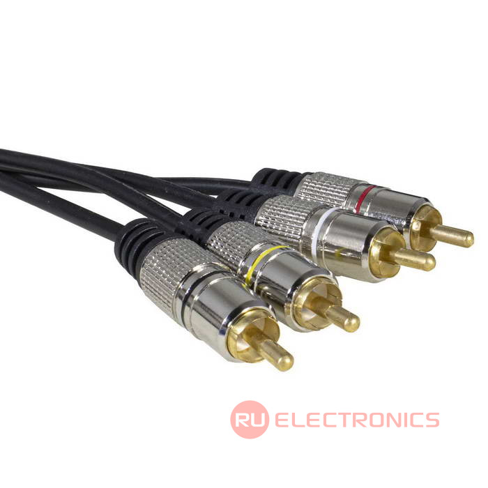 Аудио-видео шнур RUICHI 4 RCA - 4 RCA, 3 м, METAL GOLD
