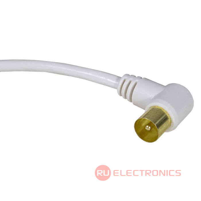 Антенный ТВ кабель угловой RUICHI гнездо-штекер, длина 3 м, белый